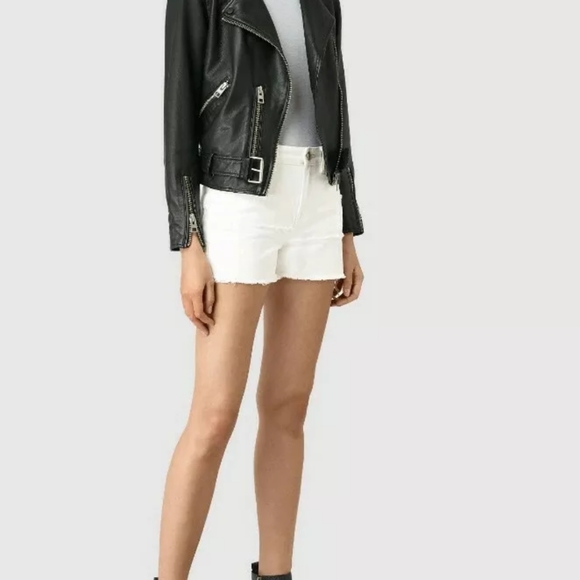 All Saints Ann Patch Distressed Shorts Sz 27 White - Picture 1 of 5